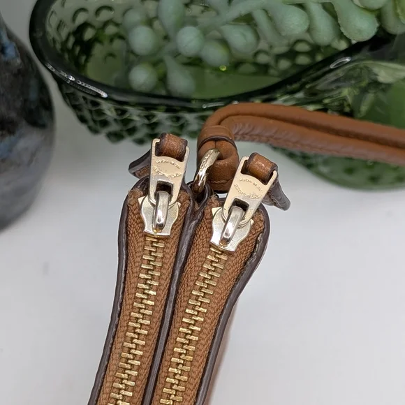 Coach brown Pebbled Leather Double Zip Wristlet - Picture 10 of 10